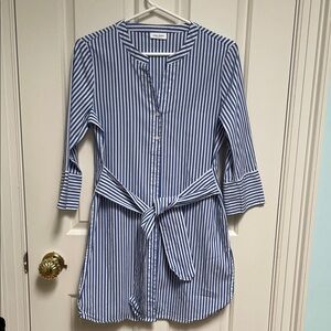 Gerry Weber sz 6 Blue white stripe shirtdress tunic bathing suit beach cover-up